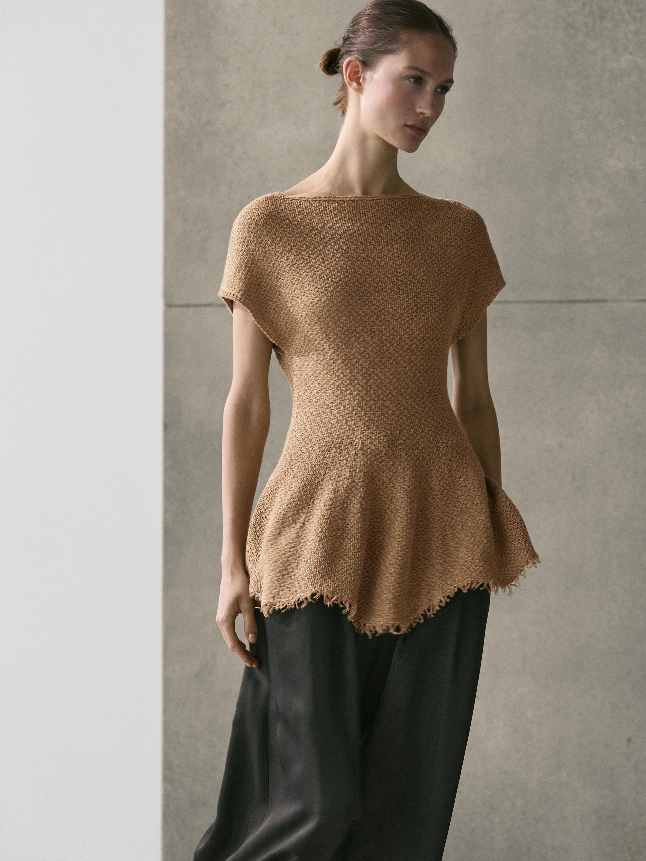 Frayed 100% linen top